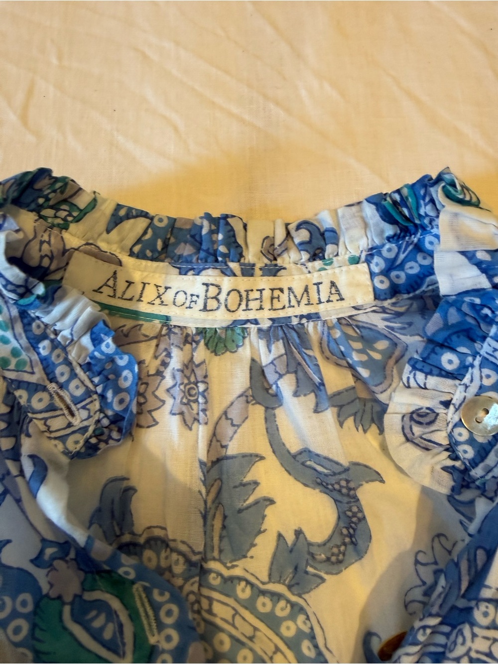 Alix Of Bohemia Blue and Teal Paisley Peasant Blouse